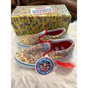 Vans Classic Slip On Where's Waldo Collab Shoes Size 2 Kids NEW Sneakers